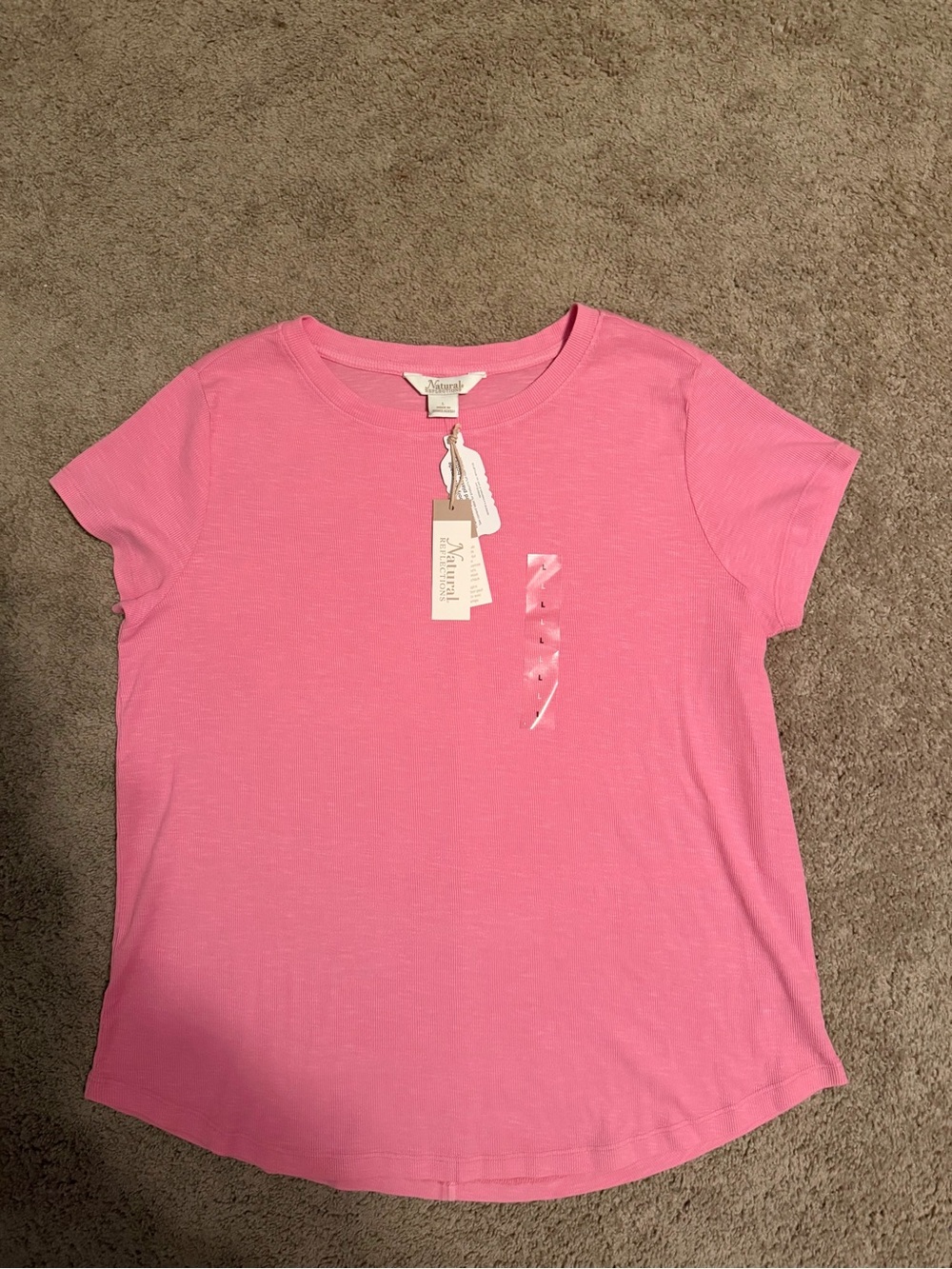 NWT Natural Reflections Pink Ribbed T-Shirt Size L